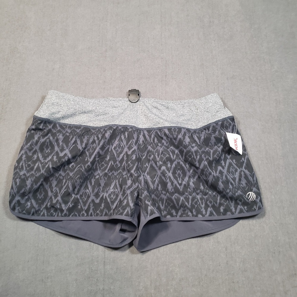 MPG Running Shorts Womens Large Grey Ikat Print Athletic Performance New